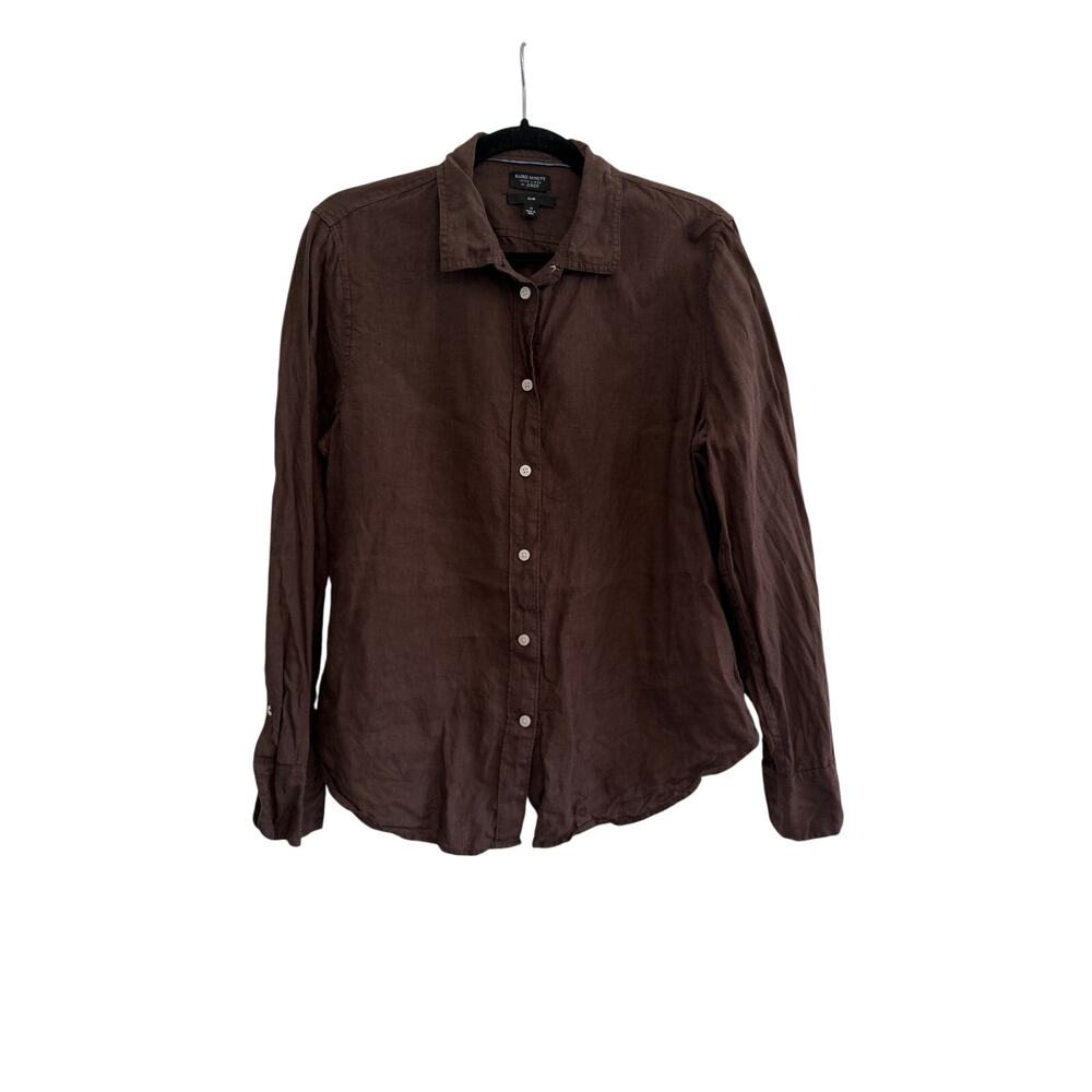J.Crew Baird McNutt Irish Linen Button Down Shirt Womens 12 Brown Office Casual